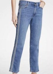 Embroidered Straight Crop Jeans