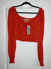 Urban Outfitters Red Cropped Long Sleeve