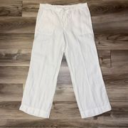 Lauren Ralph Lauren Women’s 100% Linen White Wide-leg Pants Trousers 10 Petite