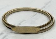 Vintage Gold Tone Oval Buckle Coil Stretch Cinch Belt Size XS Small S