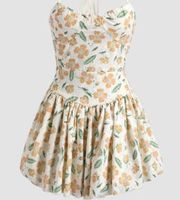 Cider  Floral Print Halter Corset Dress SZ M NWT Flirty