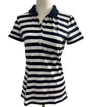 Chaps Polo Shirt Womens M Medium Striped Short Sleeve Rugby Golf #B2