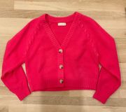 hot pink button up cropped sweater 