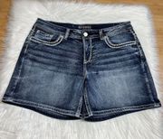 Denim Shorts Womens 32x6 Short Blue Embroidered Pockets Western