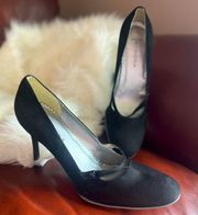 BCBGIRLS Black Velvet Shoes with Strap Casual Cute Vintage Pump Mary Jane Heels