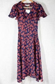 Christy Dawn The Daisy Midi Dark Floral Dress in Rose Bloom Size XS