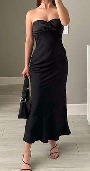 Black Strapless Midi Dress