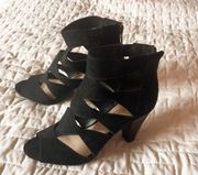 Black High Heeled Sandals Size 6.5