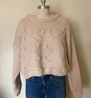 Cream Chenille Knit Cropped Sweater 