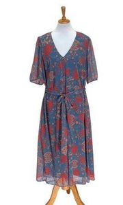 Wayward Fancies By eShakti Floral Dress Blue Size 2X Plus Size Spring Boho Flowy