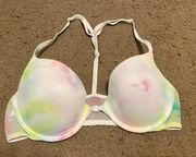 VS PINK Victoria's Secret Tie-Dye Style Over-Shoulder Bikini Top Size 34C