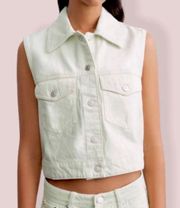 Denim Vest Apple Green Cropped Vest XS (New with tag)