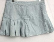 DVF Pleated Cotton Mini Skirt Light Blue Sz 4 EUC