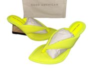 NIB Good American Chartreuse Heel Wedge Sandals