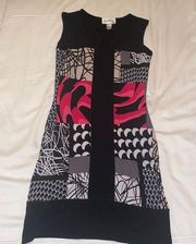 Joseph Ribkoff Hot Pink and Black Stretchy Sleeveless Keyhole Shift Dress