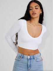 White Long Sleeve Crop Top