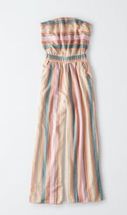 American Eagle Striped Tie Back Tube Jumpsuit