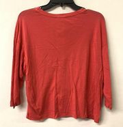 Sundry Womens Hibiscus Red Solid Cotton Blend T-Shirt Top