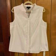 Worthington Women's Eyelet Sleeveless Button Up Blouse White‎ X-Large