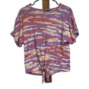 Sanctuary  All Day Short Sleeve Tie Tee Shirt in Horizon Camo Size S