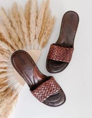 Born Leather Braided Slip On Mule Sandals Size 7 Brown