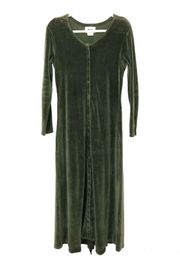 Vintage 90’s  Green Velour Maxi Dress Small