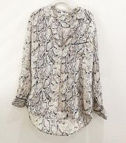 equipment python snake printed silk pajama style blouse size large