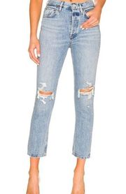 cropped ripped jeans Riley High Rise Straight Crop in Blitz size 27