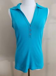 Turquoise Sleeveless Polo, Women's Medium