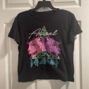 Black Graphic Tee Shirt colorful, neon, leopard animal, Def Leppard Band Shirt