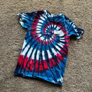 Gildan Bethany Surf Shop Red White and Blue Fourth of July Tie Dye T Shirt