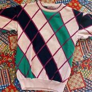 Vintage 90s Cotton Geometric Diamond Print Sweater size M