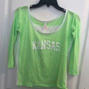 Neon Green & White “Kansas” Long-Sleeved Top
