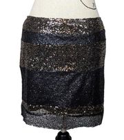 Lucca Couture Sequin Mini Skirt Black and Gold Size Medium