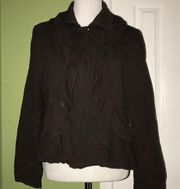 STYLE & CO RUFFLED FRONT BROWN FASHIONABLE JACKET