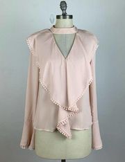 Endless Rose Blush Keyhole Blouse Long Sleeve Medium