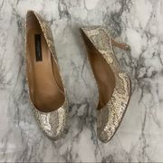 Ann Taylor Snakeskin Print High Heels Rounded Toe size 7