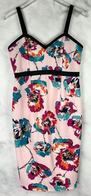 Floral Sweetheart Neckline Sleeveless Midi Dress Boho S