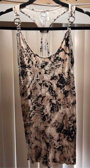 Guess Women's Snake Print Racerback Tank Top Sleeveless Brown Black Size XS