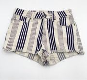 ROXY Stripy Eighty Denim Striped Shorts White/Blue Size 27