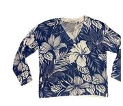 Women’s Tommy Bahama 100% Cotton Lightweight V-Neck Tropical Sweater size XL