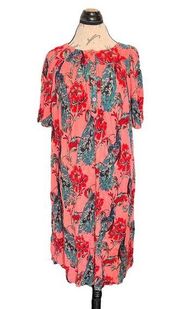 Go Softly Dress Patio  Crinkle Floral Muu Muu Hippie Sz Medium Beach Boho