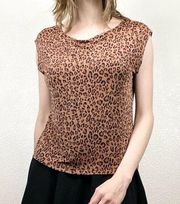 Coldwater Creek Brown & Black Animal Print Drape Neck Sleeveless Blouse