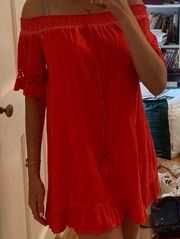 Francesca’s red off the shoulder mini summer dress