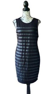 Vince Camuto Rayon Womens Blend Black Striped Sleeveless Bodycon Fitted Dress PL