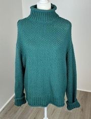 A.n.a Green Knit Oversized Turtleneck Sweater Size M