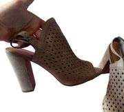 14th & Union Leather Slingback Peep Toe Heels Taupe Women's Size 9