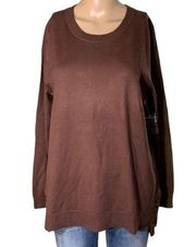 Womens Button Detail Pullover Tunic Sweater Brown Medium NWOT