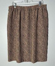 Susan Graver Leopard Print Elastic Waist Pull On Knee Length Skirt Size XL