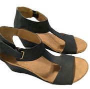 ADRIENNE VITTADINI TRELLIS SANDALS WEDGE OPEN TOE BLACK 9.5